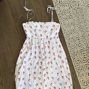 Pink City Prints Scallopee White Floral Tie-Strap Sundress